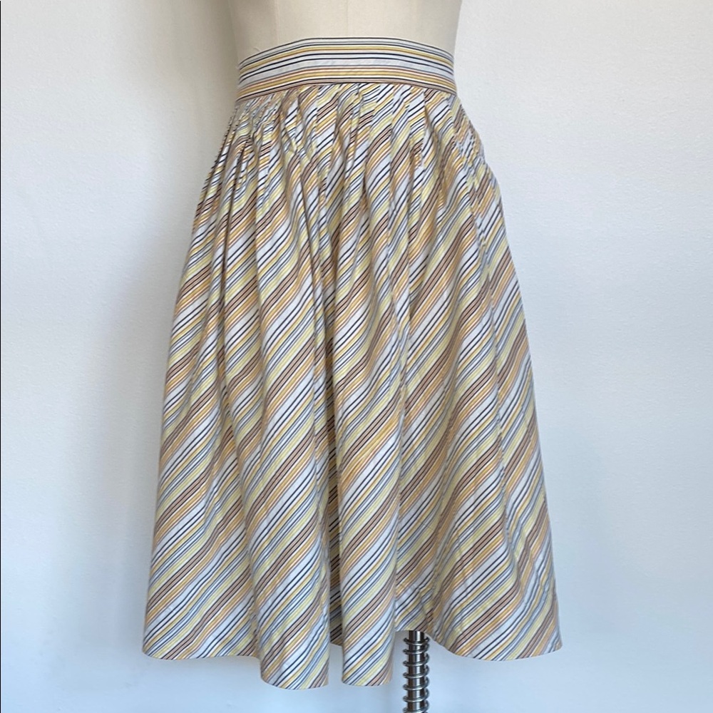 Handmade Vintage Striped Multicolor Women's Pleated Circle Skirt